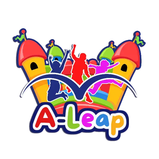 All kids are happy kids at A-Leap The A-Leap Castle Hire Logo