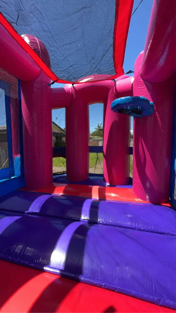 Bouncer and basketball hoop